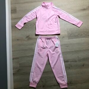 NEW WITH TAG adidas girls Zip Front Classic Tricot Jacket and Joggers Set